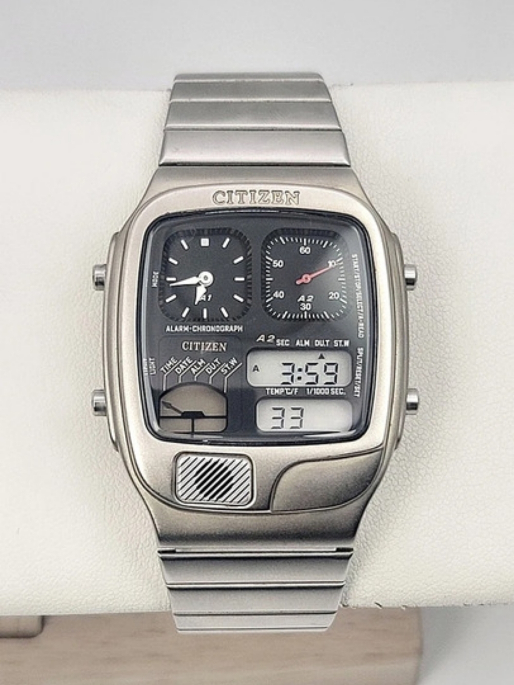 Vintage Citizen Ana-Digi Temp 8988-Q01988 A2 Alarm Chronograph Quartz Japan